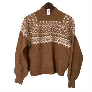 NWT Gap Tan Cozy Fair Isle Wool Sweater Sz S